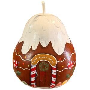Hand Painted Gingerbread House Gourd Christmas Decor Home Sweet Home Folk Art